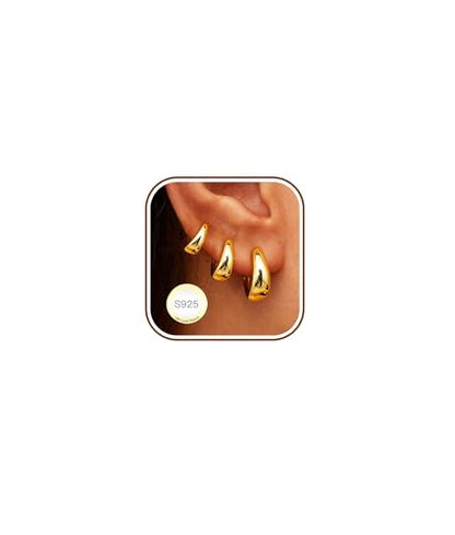 3Pairs Gold Cross Earrings for Women Hoops Huggie Earrings Stack Set - color: Gold-4