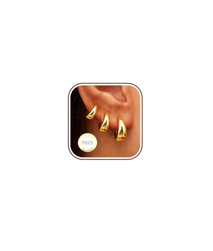 3Pairs Gold Cross Earrings for Women Hoops Huggie Earrings Stack Set - color: Gold-4