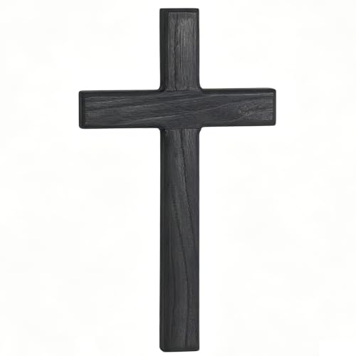 Uoymual 1PC Wooden Cross for Wall, 11" Black Cross Rustic Wood Hanging
