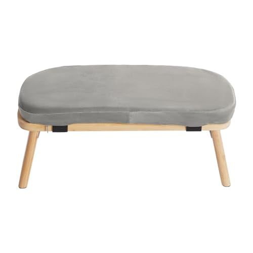 Grey Meditation Bench Foldable Wooden, Ergonomic Kneeling Meditation Stool for Home Yoga Practice, Portable Seiza Bench with Cushion for Prayer and Mindfulness, Folding Legs for Travel Storage