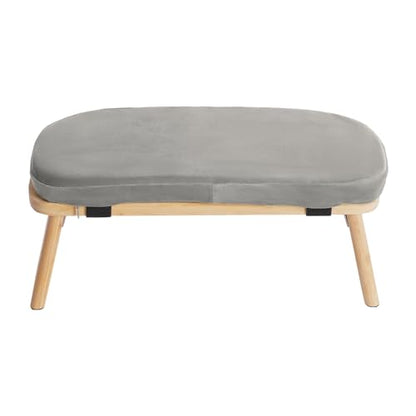 Grey Meditation Bench Foldable Wooden, Ergonomic Kneeling Meditation Stool for Home Yoga Practice, Portable Seiza Bench with Cushion for Prayer and Mindfulness, Folding Legs for Travel Storage