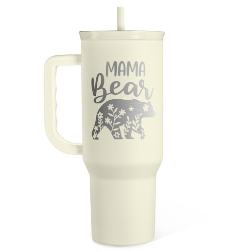 Mom Tumbler with Handle 40oz, Mama Bear Cup Stainless Steel Insulated Tumblers Coffee Travel Mug, Gifts for Moms from Daughter Son, Best Mother Gift for Christmas Birthday Mothers Day - color: Mom 3