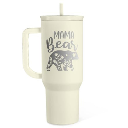 Mom Tumbler with Handle 40oz, Mama Bear Cup Stainless Steel Insulated Tumblers Coffee Travel Mug, Gifts for Moms from Daughter Son, Best Mother Gift for Christmas Birthday Mothers Day - color: Mom 3