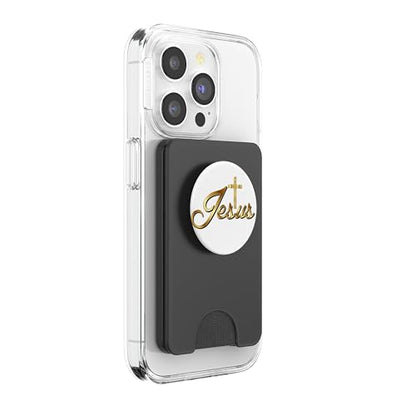 Christian Gift Idea Jesus Cross Faith Bible Gold White Mary PopSockets PopWallet for MagSafe - style: Magnetic PopWallet