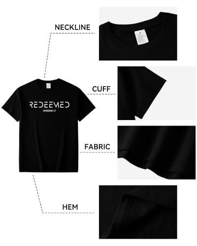 Aiyino Men's Redeemed Christian T-Shirt Graphic Tee 100% Cotton - color: Black, size: X-Large