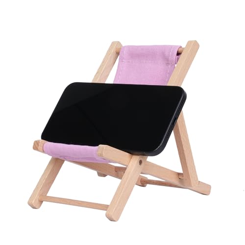 Foldable Wooden Cell Phone Stand, Phone Holder for Desk - color: Light Purple