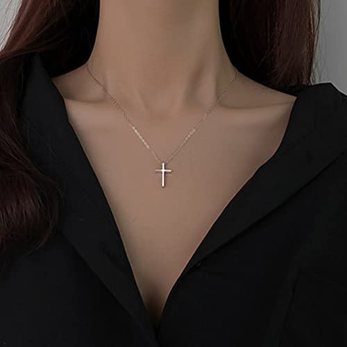 Luxval Cross Necklace for Women -Dainty 14K Gold Plated Cross Necklace Layered Gold Cross Necklace Cross Choker Necklace Gold Cross Necklaces for Women Trendy Gold Jewelry Gifts for Women - color: Silver-Classical Cross