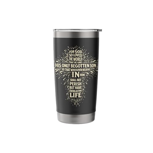 For God So Loved The World Word Cloud Bible Verse Cross Stainless Steel Insulated Tumbler