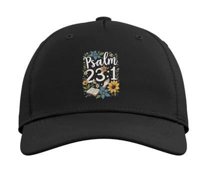 Psalm 23:1 Bible Verse Flowers Christian Women Adjustable Baseball Hat - color: Black