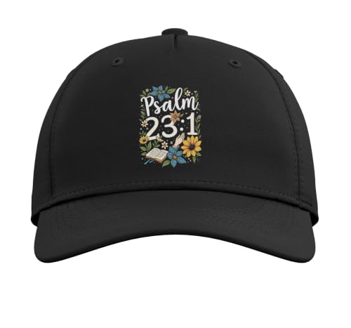 Psalm 23:1 Bible Verse Flowers Christian Women Adjustable Baseball Hat - color: Black