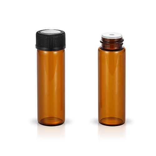 12 Pack Set Brown Screw Cap Glass Bottle Small Mini Empty Oil Amber Vial (5ml) - style: 5ML
