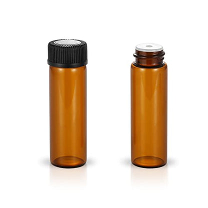 12 Pack Set Brown Screw Cap Glass Bottle Small Mini Empty Oil Amber Vial (5ml) - style: 5ML