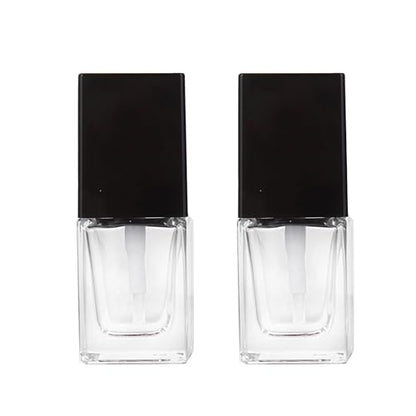 2Pcs 15ml/0.5oz Empty Clear Square Glass Emulsion Essence Bottle With Black Pump Head Cosmetic Foundation Travel Vials Containers Holder For Lotion Cleanser Essential Oils Liquids Body Cream