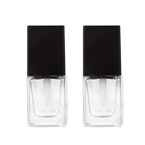 2Pcs 15ml/0.5oz Empty Clear Square Glass Emulsion Essence Bottle With Black Pump Head Cosmetic Foundation Travel Vials Containers Holder For Lotion Cleanser Essential Oils Liquids Body Cream