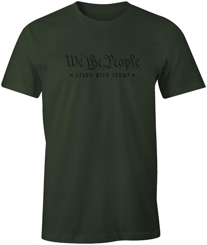 Ink Trendz We The People Stand with Trump 47 President U.S. Constitution GOP Cotton Men's T-Shirt - color: Military Green, size: Large