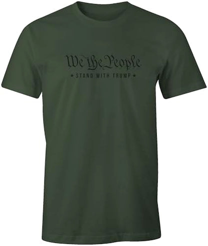 Ink Trendz We The People Stand with Trump 47 President U.S. Constitution GOP Cotton Men's T-Shirt - color: Military Green, size: 3X-Large