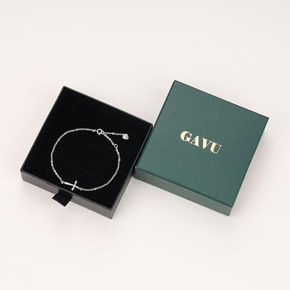 GAVU 925 Sterling Silver Small Cross Charm Bracelet for Women - color: Silver