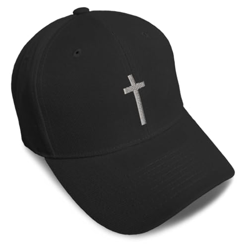 Custom Baseball Cap Cross Silver Christ Jesus God Faith Christian Hats - color: Black Design Only