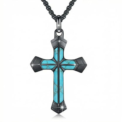Cross Necklace for Men 925 Sterling Silver Cross Ebony Wooden Ankh Raven Praying Hands Crucifix Amulet Religious Jewelry Gifts for Men Women - color: Cross3