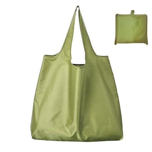 Large 50lbs Heavy Duty Reusable Foldable Grocery and Shopping Tote Bags - Washable Polyester Bags in Pocket - color: Green