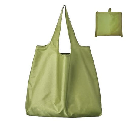Large 50lbs Heavy Duty Reusable Foldable Grocery and Shopping Tote Bags - Washable Polyester Bags in Pocket - color: Green