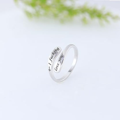 925 Sterling Silver Inspirational Adjustable Rings - Personality Encouragement Jewelry Gift For Women - style: I love you
