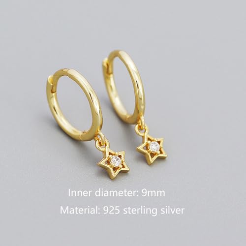 925 Sterling Silver Dangle Earrings Heart Star Cross Drop Earrings Dainty Gold Trendy Cute Earrings for Women - color: Star, gold