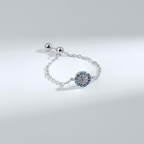 925 Sterling Silver Adjustable Link Chain Rings for Women Daughter - color: Style 7-Silver