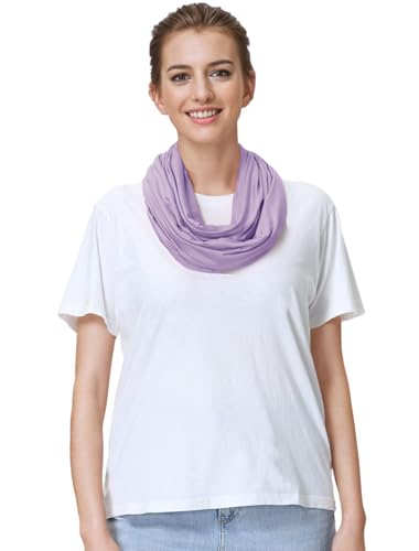 Lina & Lily Premium Modal Jersey Knit Women's Infinity Scarf Loop Lightweight - color: Lavender