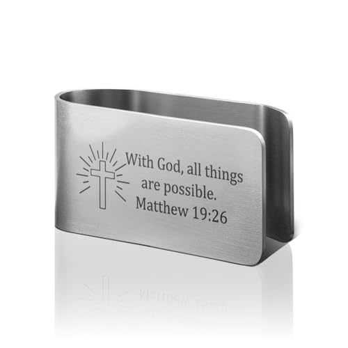 Matthew 19:26 Car Visor Clip, Christian Visor Clip for Women Men - color: Silver30