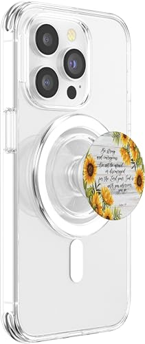 Joshua 1 9 Christian Bible Verse Sunflower Scripture Quote PopSockets PopGrip for MagSafe - style: Magnetic PopGrip