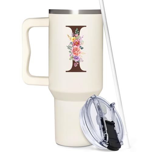 Personalized Gifts for Women, Customized Mother's Day, Birthday, Xmas Gift For Grandma, Mom, Wife, Friends, Sisters, Coworkers, Monogrammed Tumbler 40oz with Lid and Straw - color: I