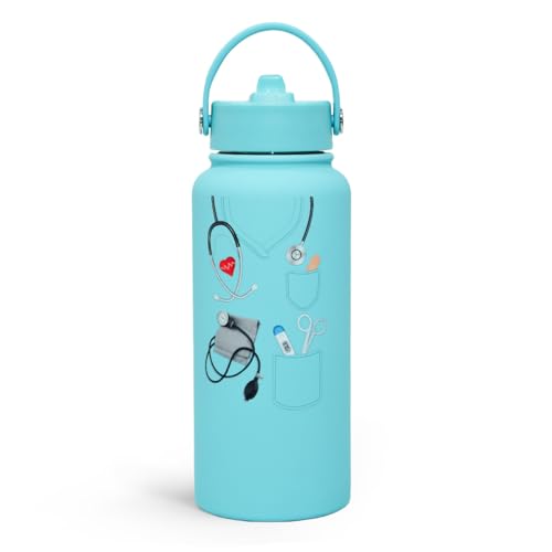 Nurse Gifts for Women - Nutrition Facts Water Bottle 32oz Stainless Steel Insulated with Lid, Nurse Appreciation Gifts for Female Nurses, Friends, Graduation Christmas Birthday Nurse Week - color: Nurse