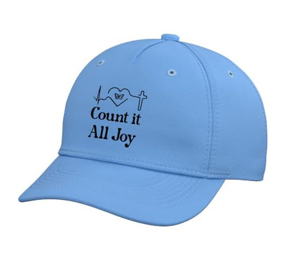 God Scripture Count it All Joy Sign Christian Bible Verse Adjustable Baseball Hat - color: Light Blue