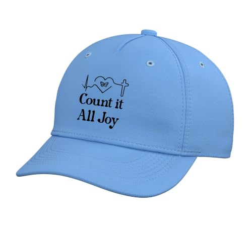 God Scripture Count it All Joy Sign Christian Bible Verse Adjustable Baseball Hat - color: Light Blue