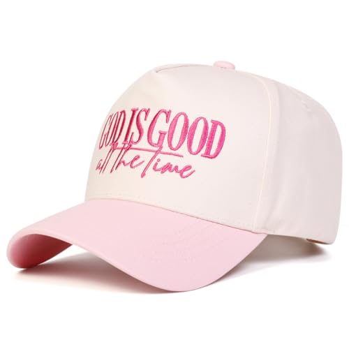 Trendy Embroidered Baseball Cap for Men & Women, Adjustable Snapback Hat for Casual Wear - color: God is Good3| Pink