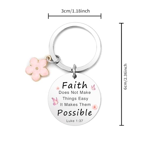 Bible Keyachain Christian Gifts for Women Cross Keychain Religious Gifts Bible Gift Faith Gift for Men - color: Faith Doesn't Make Things Easy