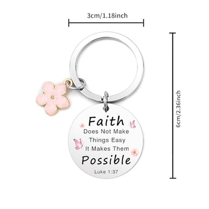 Bible Keyachain Christian Gifts for Women Cross Keychain Religious Gifts Bible Gift Faith Gift for Men - color: Faith Doesn't Make Things Easy