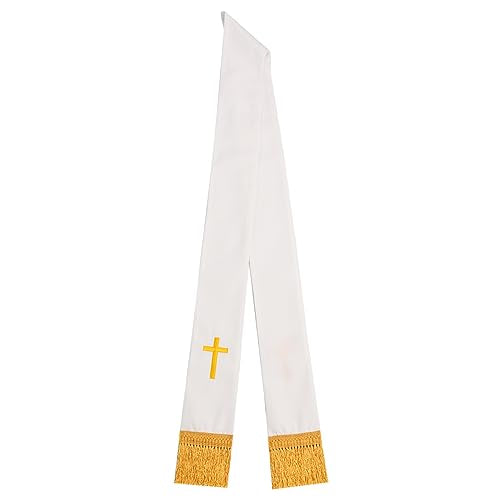 BLESSUME Church Clergy Pastor Cross Embroidered Stole - color: White 6