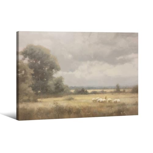 The Lord Is My Shepherd Wall Art Psalm 23 Bible Poster Vintage Landscape Canvas Painting 08x10 inch Framed Minimalist Jesus Wall Decor for Living Room Bedroom Dorm - color: Green, size: 10.1"L x 8.1"W
