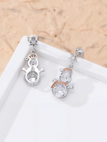 Dorunmo 925 Sterling Silver Dangle Drop Earrings for Women Holiday Earrings Hypoallergenic Halloween Christmas Jewelry Festival Gifts for Women - style: Christmas-Snowman-02