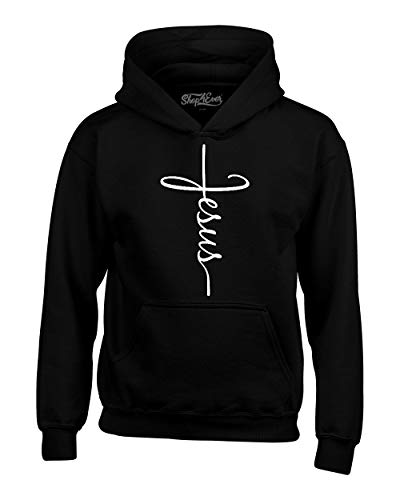 Jesus Cross Christian Pullover Hoodie for Men Women, Inspirational Gift - color: Black, size: XX-Large