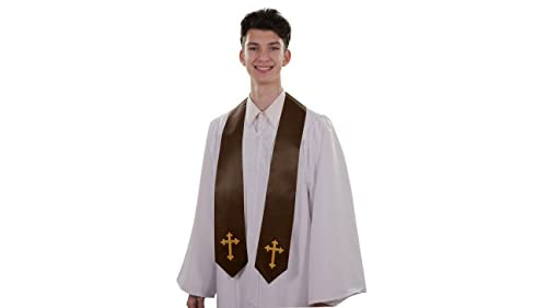 CLERKMANS Choir Stole with Crosses - color: Brown