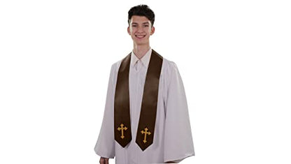 CLERKMANS Choir Stole with Crosses - color: Brown