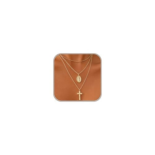 Turandoss Layered Cross Necklaces Stack for Women Girls, Christian Gift - color: Cross-Virgin Mary