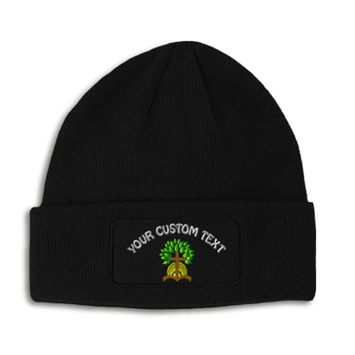 Patch Beanie Christian Cross and Sunrise Faith Jesus Christ Skull Cap Hats for Men & Women Acrylic One Size - color: Black Personalized Text Here
