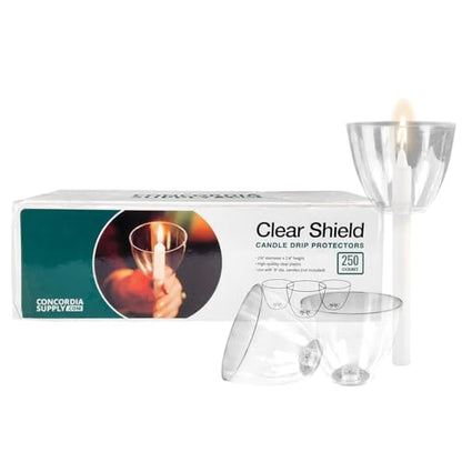 Concordia Supply 5" x 1/2" Candles w/Clear Plastic Shields, Set of 250