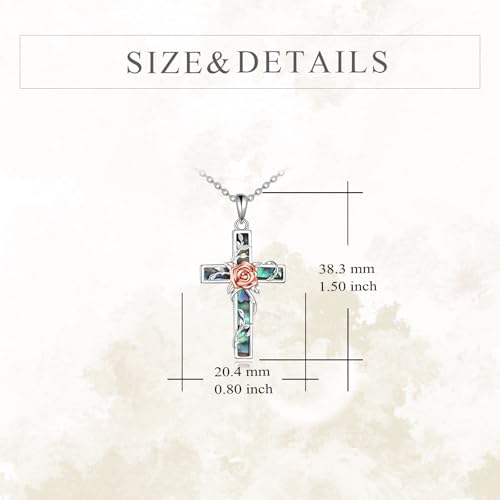YFN Cross Necklace Sterling Silver Religious Cross Pendant Jewelry Christian Gifts for Women Men - style: F. Rose Flower