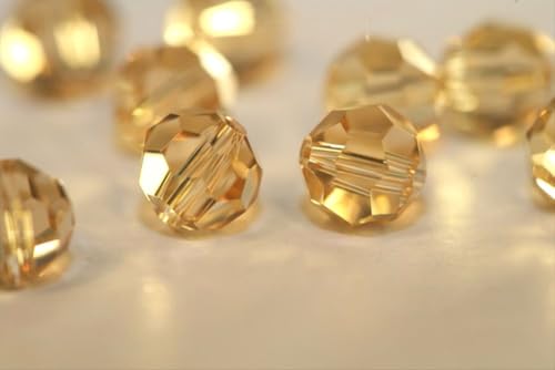 100pcs Adabele Austrian 4mm (0.16 Inch) Small Faceted Round Crystal Beads Golden Yellow Champagne Compatible with Swarovski Crystals for Jewelry Craft Making - color: Gold Champagne, size: 4mm Small (100pcs)