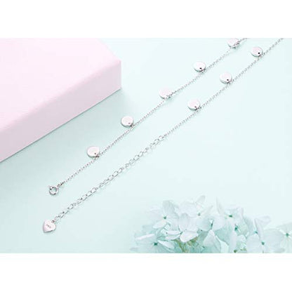 DAOCHONG Women S925 Sterling Silver Disc Statement Choker Necklace - style: Dot